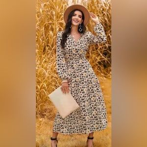 Leopard Daisy Long Sleeve dress